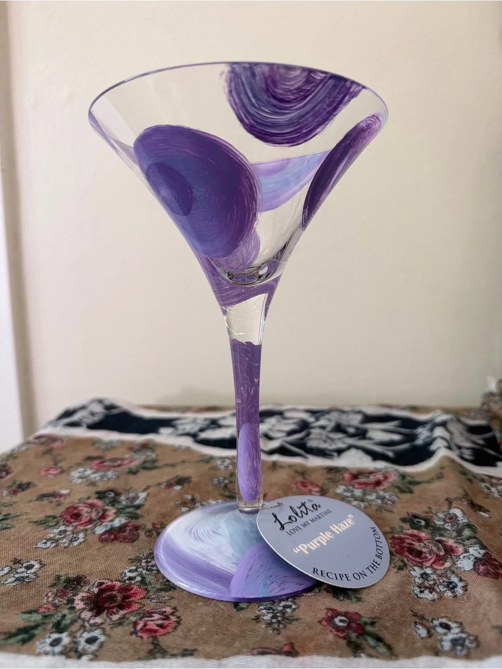 Lolita Purple Haze Hand Painted Martini Glass Gift Box